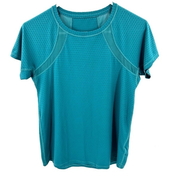 Athleta Tops - Athleta Size XS Short Sleeve Top Chi Dot Mesh Train Tee Shirt Workout Green